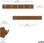 Umbra FLIP Wall Mounted Floating Rack – Modern, Sleek, Space-Saving Hanger with Retractable Hooks to Hang Coats, Scarves, Purses and More, Walnut/Gold