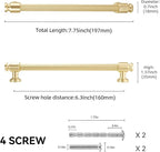 10 Pack 6-1/4" Hole Center(160mm) Brushed Brass Cabinet Handles and Pulls - Gold Drawer Handles for Kitchen and Dresser