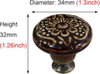 HUAMULAN 15 PCS Cabinet Knobs Glossy Ceramic Dresser Mushroom Table Drawer Cupboard Pull Furniture DIY Wardrobe Solid Color Vintage Handle,with 3 Size Mounting Screws