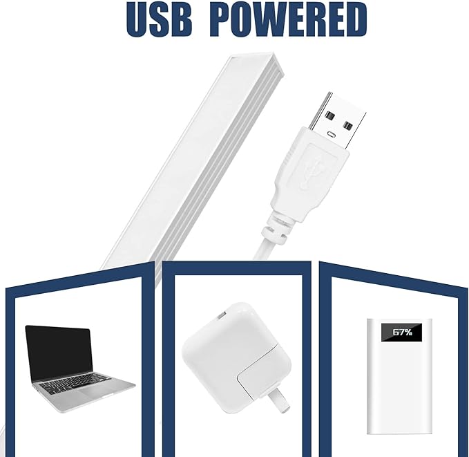 2Pack LED Under Cabinet Lighting Dimmable Under Cabinet Lights with USB Powered for Closet Light Bar Under Counter Lighting Work Tables Student Dormitory (Include AC Plug)