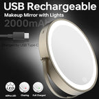 Rechargeable Lighted Makeup Mirror, 10x Magnifying Mirror, 3 Color Lights, Touch Screen Dimming, 360° Extendable Arm Wall Mounted Mirror for Bathroom Shaving (Brushed Nickel)