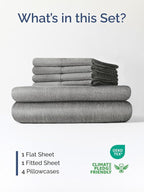 Extra Deep Full Sheet Set - 6 Piece Breathable and Cooling Sheets - Hotel Luxury Bed Sheets Set - Easy Fit - Soft, Wrinkle Free and Comfy Sheets Set - Heathered Grey Sheet Set with Extra Deep Pockets