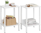 End Table, Side Table, Set of 2, Nightstands with 2-Tier Storage Shelves, Sofa Tables for Small Space, Coach Table for Living Room Bedroom, White UTBT101W2