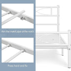 Yaheetech Metal Twin Size Bed Frame, Platform Bed Frame, Mattress Foundation with Curved Design Headboard & Footboard, NO Box Spring Needed, Heavy-Duty Support, Easy Assembly, Twin, White