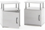 Furinno Jaya End Side Sofa Table/Nightstand with Door, 2-Pack, White Oak/Stainless Steel Tubes