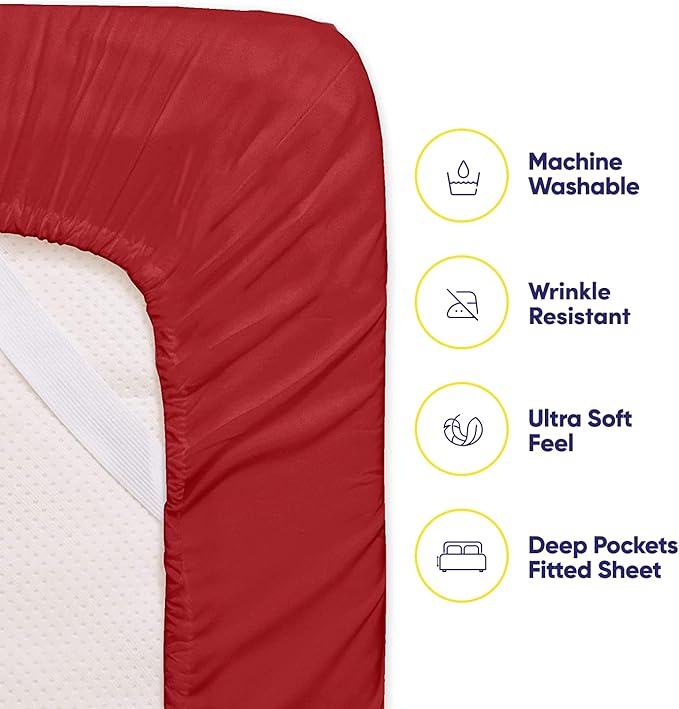 Cal King Size Bed Sheets - 6 Piece 1500 Supreme Collection Fine Brushed Microfiber Deep Pocket California King Sheet Set Bedding - 2 Extra Pillow Cases, Great Value, California King, Samba Red