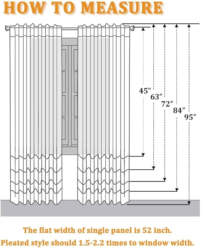 RYB HOME Linen Curtains Sheer - Half Privacy White Semi Sheer Drapes Light Airy for Bedroom Living Room Wedding Ceremony Study Office, 52 x 72 inch Long, 2 Pcs
