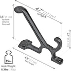 5 Pack Decorative Cast Iron Heavy Duty Double Hooks, Wall Mounted Coat Hooks, Vintage Inspired (Antique Black) (Type-7 Type)