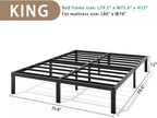 Metal Bed Frame King Size - 12 Inch Heavy-Duty King Platform Bed Frame No Box Spring Needed, Easy Assembly, Noise-Free, Sturdy Mattress Foundation, Underbed Storage Space
