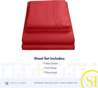 Twin XL Sheets - Breathable Luxury Sheets with Full Elastic & Secure Corner Straps Built In - 1800 Supreme Collection Extra Soft Deep Pocket Bedding Set, Sheet Set, Twin XL, Red