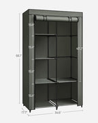 SONGMICS Portable Closet, 34.6 Inch Large Capacity Wardrobe Closet Organizer with Fabric Cover, Hanging Rods and Shelves, 34.6 x 17.7 x 66.1 Inches, for Bedroom, Living Room, Sage Green URYG084C02