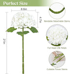 Waipfaru 21" Real Touch White Hydrangea Artificial Flowers with Long Stem & Leaves, Full Latex Faux Hydrangea Flowers for Home Decor Party Floral Arrangements Wedding Bouquets Centerpieces, 3Pcs
