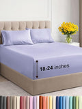 Extra Deep Twin XL Sheet Set - 4 Piece Breathable & Cooling Sheets - Hotel Luxury Bed Sheets Set - Easy & Secure Fit - Soft, Wrinkle Free & Comfy Sheets Set - Lavender Sheet Set w/Extra Deep Pockets