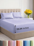 Extra Deep Twin Sheet Set - 4 Piece Breathable & Cooling Sheets - Hotel Luxury Bed Sheets Set - Easy & Secure Fit - Soft, Wrinkle Free & Comfy Sheets Set - Lavender Sheet Set with Extra Deep Pockets