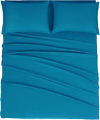 Mejoroom Bed Sheets Set - Extra Soft Luxury Full Sheets with 16 Inch Deep Pocket - Premium Bedding Collection - Breathable, Wrinkle, Fade & Stain Resistant - 4 Piece (Full, Peacock Blue)
