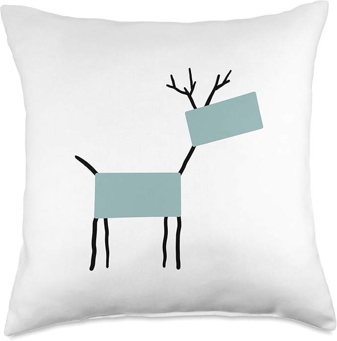 Cute Scandinavian Animals Designs Chic Deer Moose Scandinavian Elk Minimalism Reindeer Throw Pillow, 18x18, Multicolor