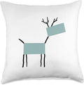 Cute Scandinavian Animals Designs Chic Deer Moose Scandinavian Elk Minimalism Reindeer Throw Pillow, 18x18, Multicolor