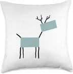 Cute Scandinavian Animals Designs Chic Deer Moose Scandinavian Elk Minimalism Reindeer Throw Pillow, 18x18, Multicolor