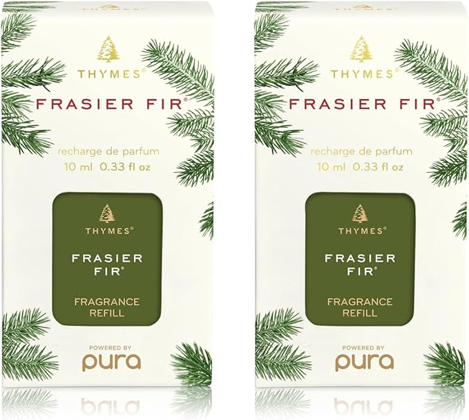 Thymes Pura Refills – 2 Pack of Oil Diffuser Scents – Long-Lasting Pura Diffuser Refills – Premium Home Fragrance – Notes Siberian Fir Needles, Cedarwood & Sandalwood (Frasier Fir, Pack of 2)