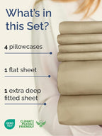 Extra Deep Cal King Sheet Set - 6 Piece Breathable & Cooling Sheets - Hotel Luxury Bed Sheets Set - Easy & Secure Fit - Soft, Wrinkle Free & Comfy Sheets Set - Beige Sheet Set with Extra Deep Pockets