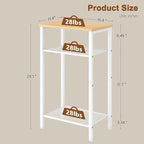 Hoctieon 2-Set 3 Tier End Table, Telephone Table Set of 2, Tall Side Table with Storage Set of 2, Small Nightstand for Small Spaces, Metal Frame, White and Yellow Oak