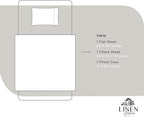 Linen Home 100% Cotton Percale Sheets Twin Size, White, Deep Pocket, 3 Pieces Set - 1 Flat, 1 Deep Pocket Fitted Sheet and 1 Pillowcase, Crisp Cool and Strong Bed Linen