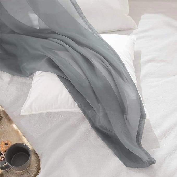 MIULEE Sheer Window Scarf Valance Voile Topper Long Window Treatment, Wedding Arch Drapes for Ceremony Canopy Bed, Swag Curtain Scarf Decoration One Panel, 54 x 144 Inches Long, Dark Grey