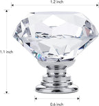 Ravinte 20 Pack Crystal Drawer Knobs - Glass Cabinet Knobs, Diamond Shaped, 30 mm, Silver Base