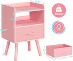 Yoobure Night Stand with Fabric Drawer, Modern Nightstand, Bedside Tables, Mid Century Nightstands with Open Storage Shelf, Wood Bedside Table, Small Night Stands for Bedrooms, 2-Tier Night Table