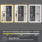 Lighted Bathroom Makeup Mirror,20x28 Inch LED Wall Mount Frameless Rectangle Smart Bathroom Mirror with Touch Button Horizontal/Vertical,Anti-Fog