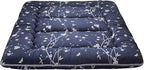 MAXYOYO Navy Floral Printed Japanese Floor Mattress Rustic Style Futon Mattress Foldable Bed Roll Up Camping Mattress Floor Lounger Bed Couches and Sofas Mattress Topper King Size