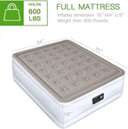 YENING Full Size Air Mattress with Built in Pump Raised Double Blow up Bed Inflatable Camping Airbed Electric 18 Inch Tall Grey