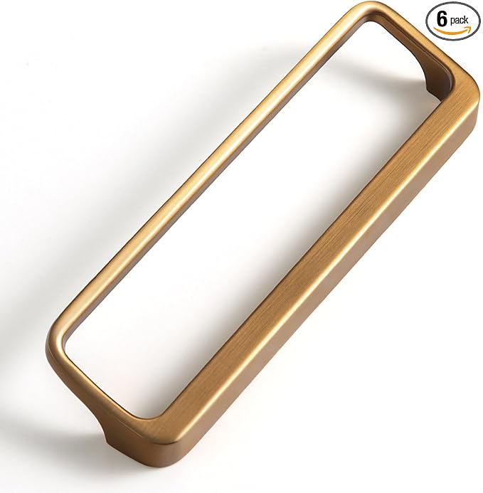 Goo-Ki Champagne Copper Cabinet Pulls with Hole Center 5''(128MM),Modern Zinc Alloy Drawer Pulls for Drawer,Wardrobe,Cupboard,6 Pack