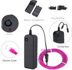 MaxLax EL Wire Purple, 32.8ft/10m Portable Battery Pack Neon Light Strip 360° Cuttable Glowing Rope Lights for Parties, Halloween, DIY Decoration