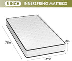 PayLessHere | 8 Inch Twin Mattress | Medium Firm Hybrid Mattress | White | with High-Density Foam and Breathable Cover | Pocket Spring Design, Pressure Relief | Bed in a Box, CertiPUR-US Certified
