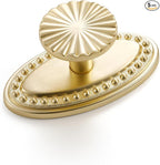 5 Pack Brushed Gold Cabinet Knobs with Base Brass Flat Drawer Pulls Kitchen Cupboard Bathroom Dresser Cabinet Hardware Handles Zinc Alloy