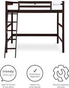 DHP Denver Full Size Loft Bed, Espresso Finish, Sturdy Wood Construction, Space-Saving Design, Kids Loft Bed