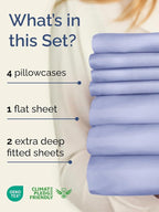 Extra Deep Split King Sheet Set - 7 Piece Breathable and Cooling Sheets - Hotel Luxury Bed Sheets Set - Easy Fit - Soft, Wrinkle Free and Comfy Sheets Set - Lavender Sheet Set with Extra Deep Pockets