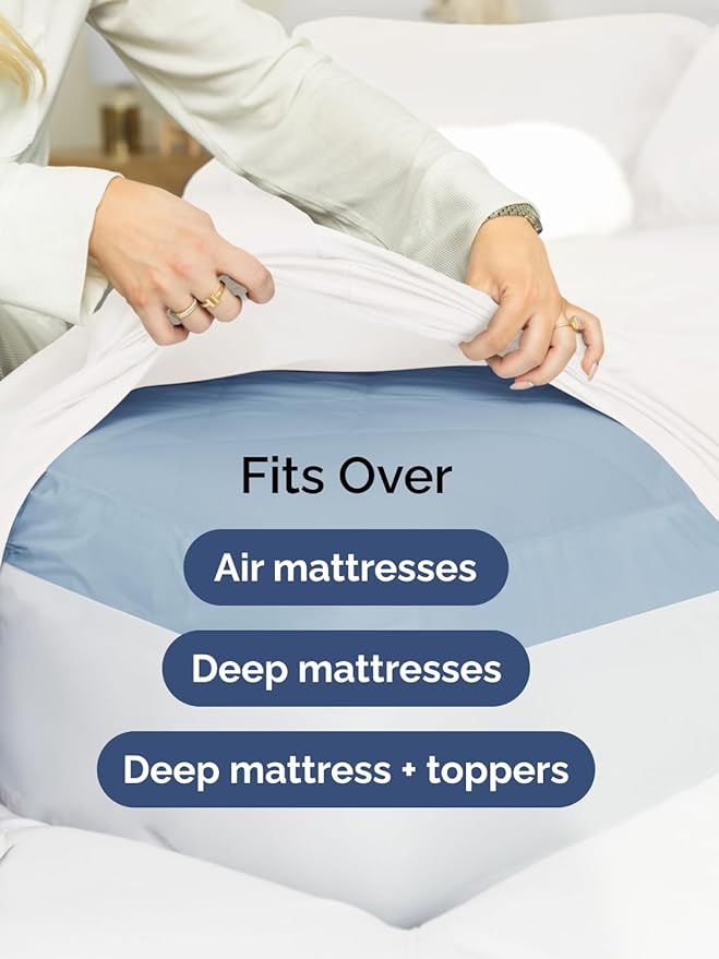 Extra Deep Split King Sheet Set - 7 Piece Breathable & Cooling Sheets - Hotel Luxury Bed Sheets Set - Easy Fit - Soft, Wrinkle Free & Comfy Sheets Set - Antique White Sheet Set w/Extra Deep Pockets