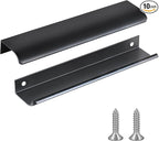JOOJA 10 Pack Modern Style Finger Edge Pull Furniture DrawerHandles Hidden Cabinet Kitchen Drawer Handles Knobs (200mm, Black)