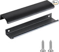 JOOJA 5 Pack Modern Style Finger Edge Pull Furniture Drawer Handles Hidden Cabinet Kitchen Drawer Handles Knobs, Black 200(160) mm
