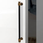 6 Pack 12-3/5 inch(320mm) Black and Antique Brass Kitchen Cabinet Handles Knurled Cabinet Pulls Black Drawer Pulls Kitchen Cabinet Hardware