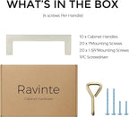 Ravinte 10 Pack Solid Brushed Nickel Kitchen Cabinet Handles Slim Drawer Pulls with 3-1/2 Inch Hole Center Square Bar Cupboard Hardware