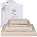 Threadmill California King Size Sheets | 800 Thread Count Jacquard Celine Light Beige | 4 Piece Striped Bed Sheets | Extra Long Staple Cotton sheets | Luxury Damask Sheets with Elasticized Deep Pocket