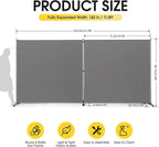 Rantila Indoor Room Divider, Portable Office Divider, Room Divider Wall Screen 2 Large Panel, Folding Partition Privacy Screen Walls Dividers for Room Separator 142" W x 71" H,Gray