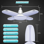 LED Garage Lights 2 Pack, New Upgrade 80W Deformable Shop Lights with 4 Adjustable Panels, E26/E27 LED Ceiling Light, 8000LM 6500K Hight Bay Light for Basement Warehouse Workshop