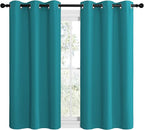 NICETOWN Room Darkening Curtains 48 inch Length 2 Panels, Thermal Insulated Grommet Blackout Curtains for Modern Casual Elegant Bedroom Kids Room Theme Decoration (Peacock Teal, 2 Pieces, W42)
