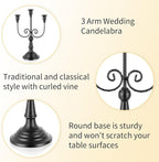 Romadedi Candelabra Black Candle Holders: 3 Arm Halloween Candlestick Holder11.8 Gothic Home Decor for Party Table Centrepiece Mantel Christmas, Set of 6