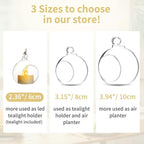 NUPTIO Mini Hanging Glass Tealight Globe Candle Holder with LED Candle, 2.36 Inches Diameter, Wedding Party Tree Decoration (36 Pcs)