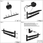 AMBIRD Wall Hooks with Shelf Entryway Hanging Wood Coat Hooks with Shelf Wall-Mounted Coat Hook Rack with 5 Dual Hooks for Bathroom, Living Room, Bedroom (Stylish)